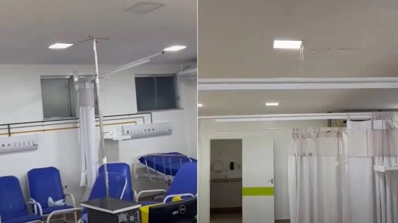 Chuva invade UTI do Hospital da Criança Santo Antônio, em Boa Vista, único de Roraima para atendimento infantil